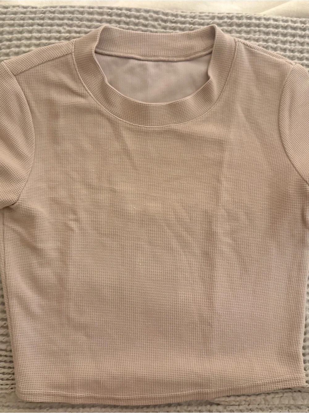 ALO Yoga Waffle Short-Sleeve Crop Top — Black, Beige, Cream